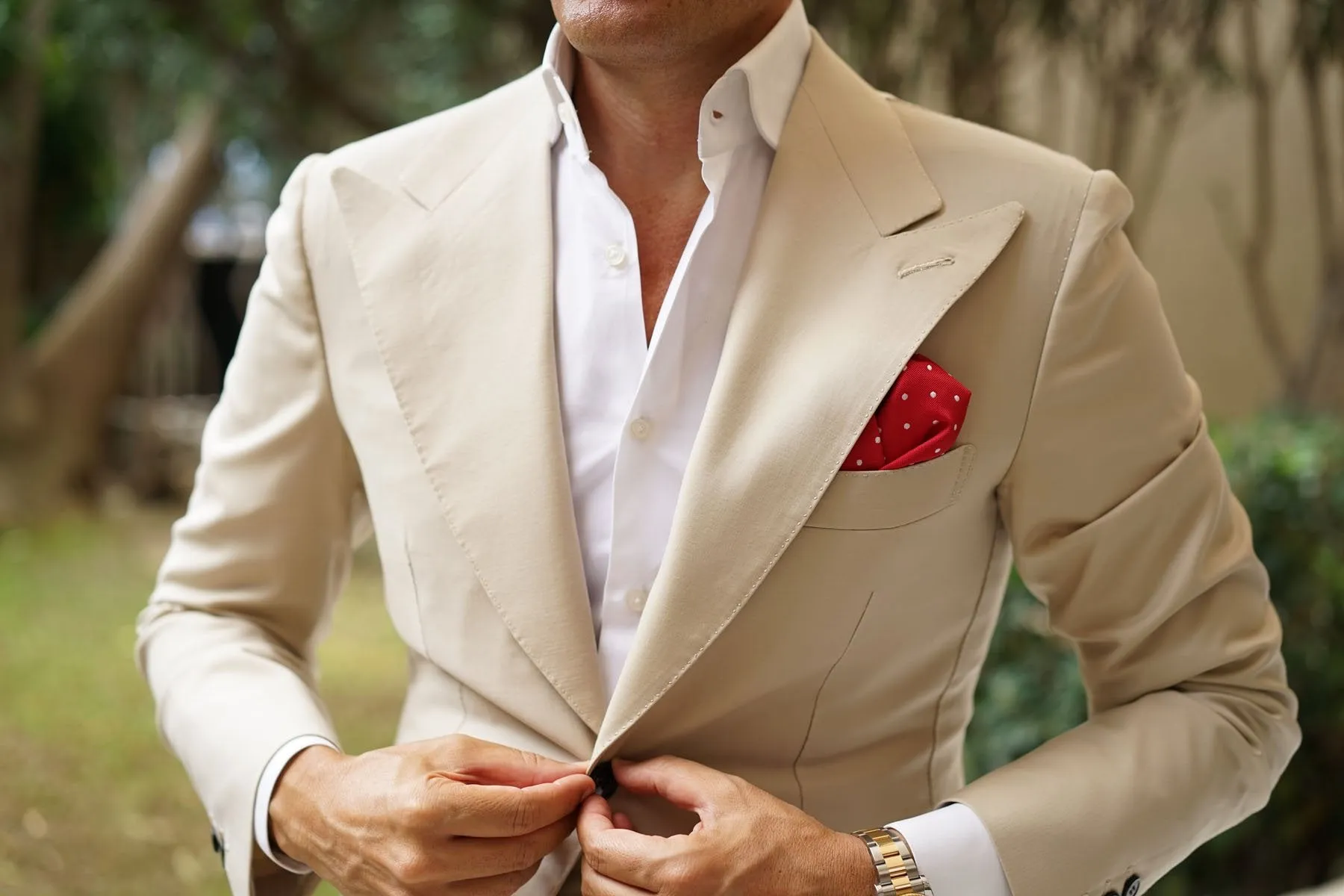 Red with White Polka Dots Pocket Square