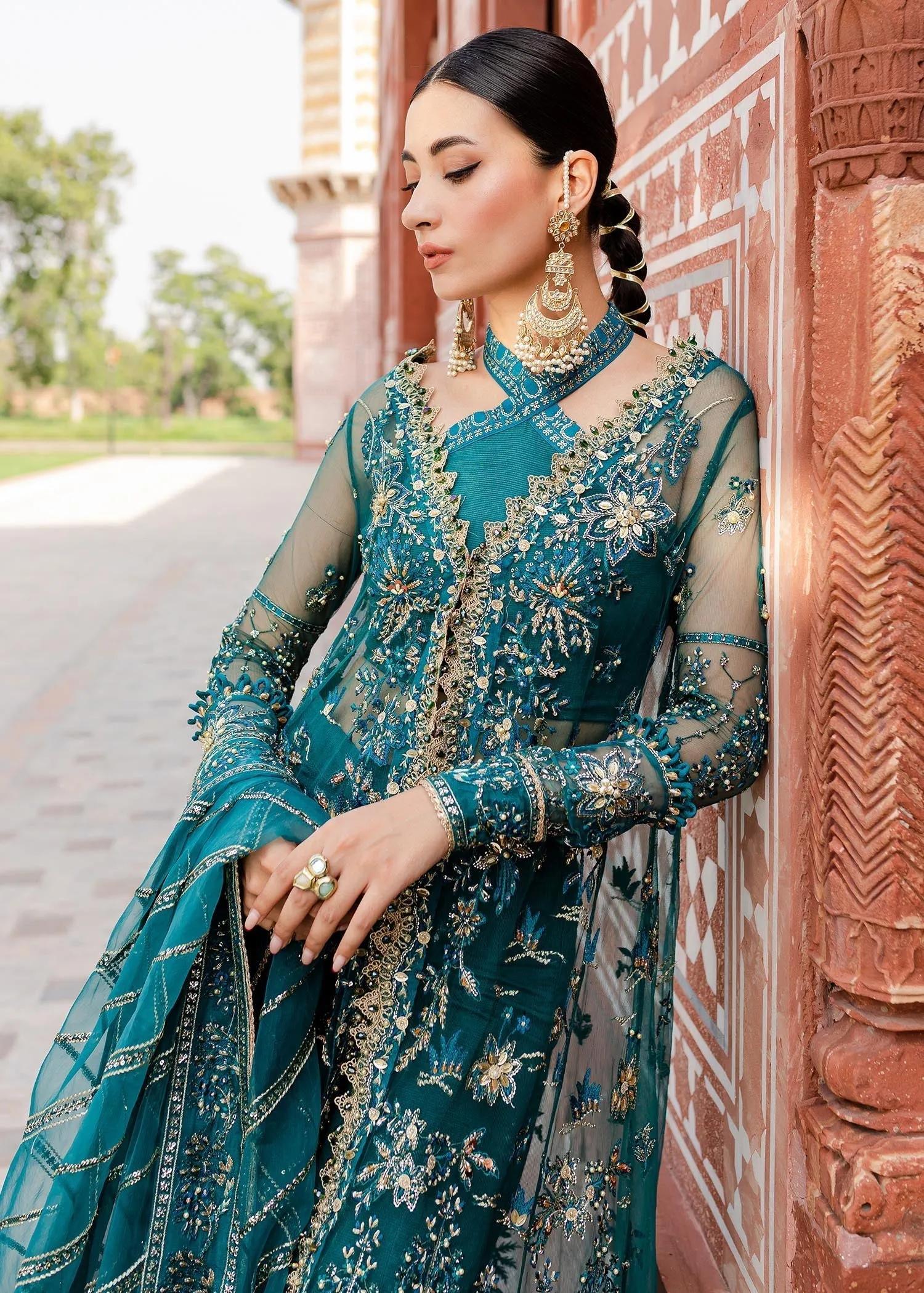 Reem by Zoya & Fatima Embroidered Net Unstitched 3Pc Suit - Faha