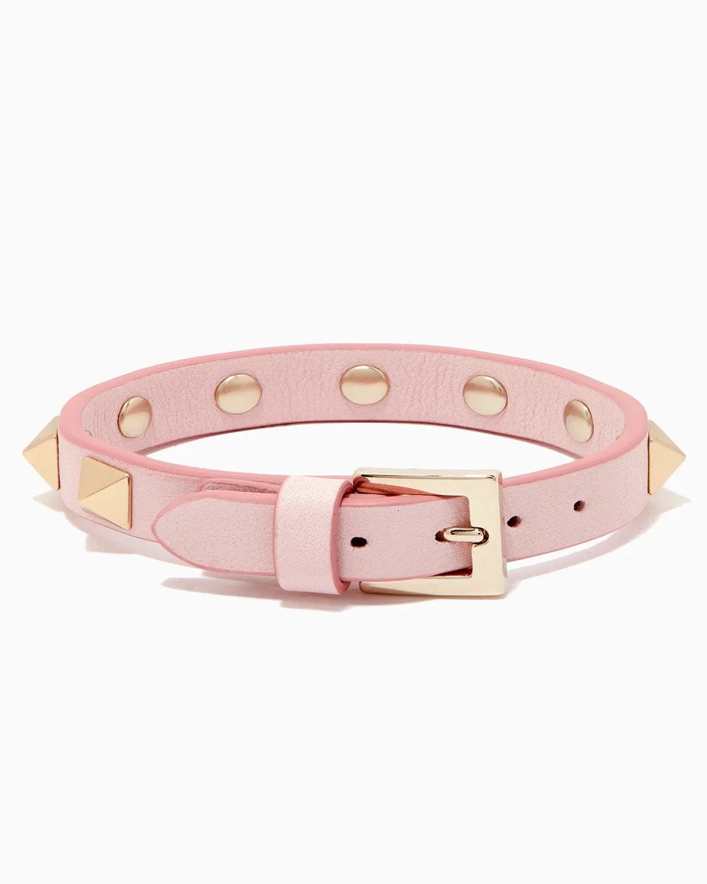 Rockstud Leather Bracelet in Rose Quartz