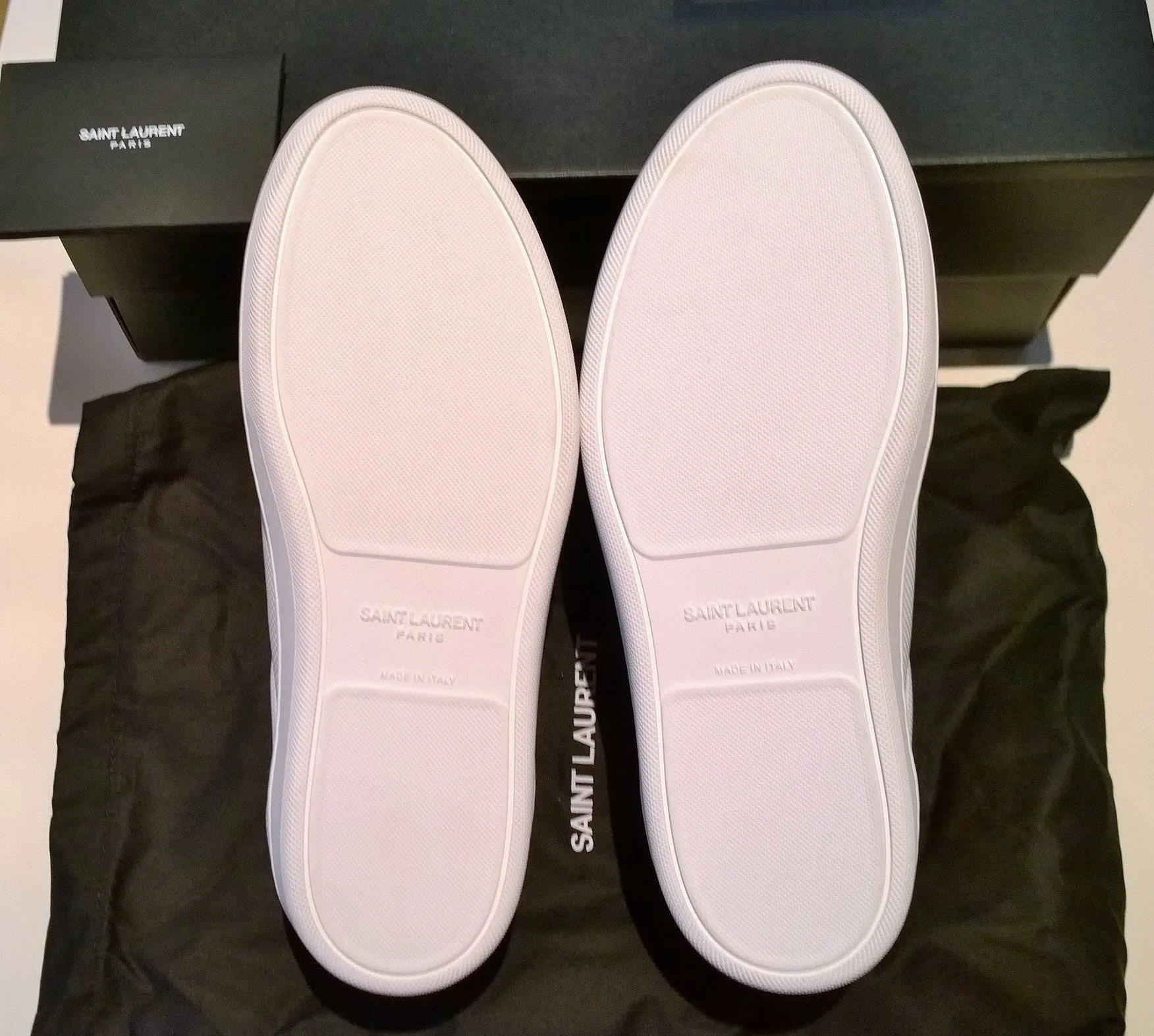 Saint Laurent SL/10 Court Classic White Leather Perforated Sneakers New in Box