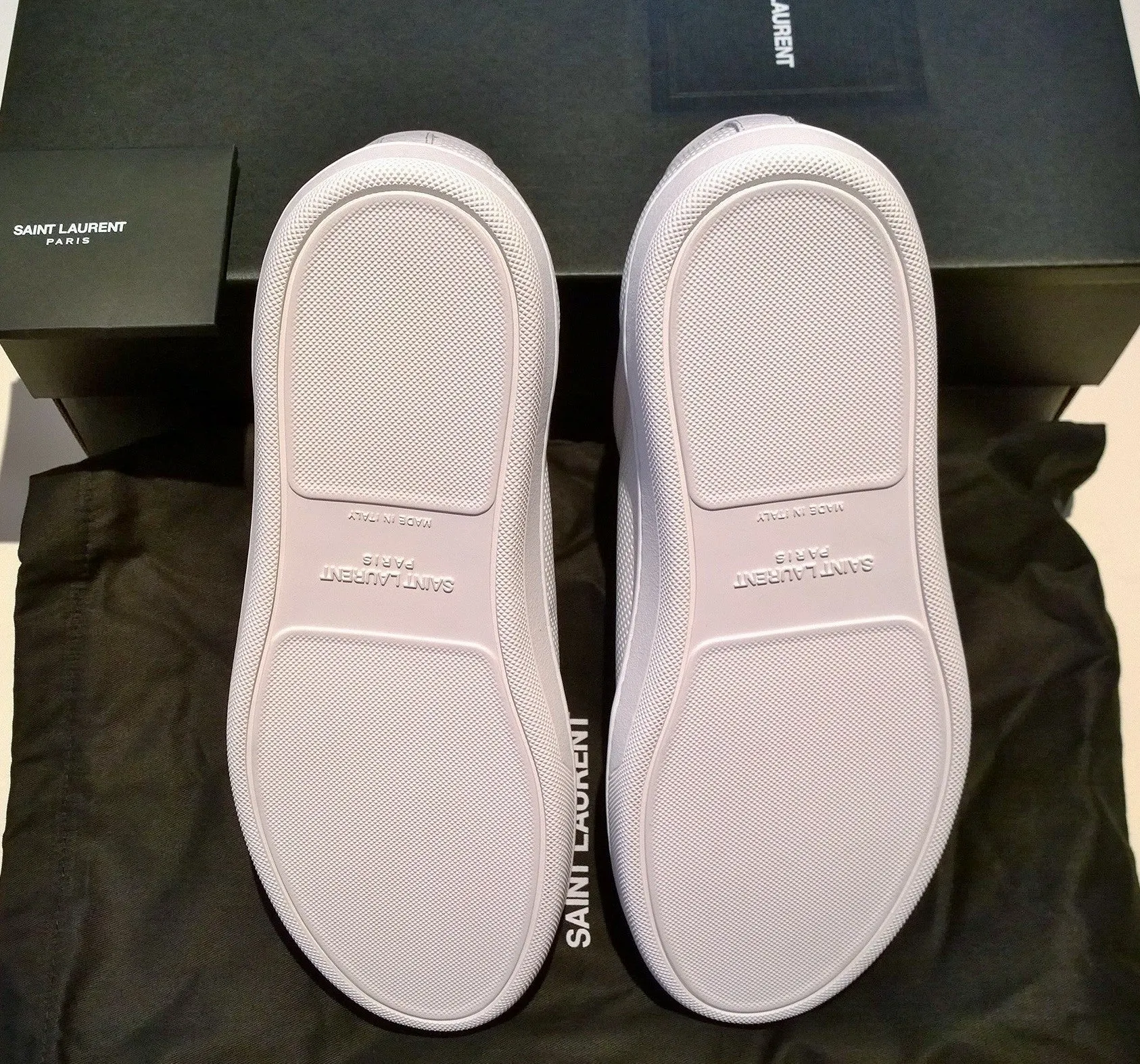 Saint Laurent SL/10 Court Classic White Leather Perforated Sneakers New in Box