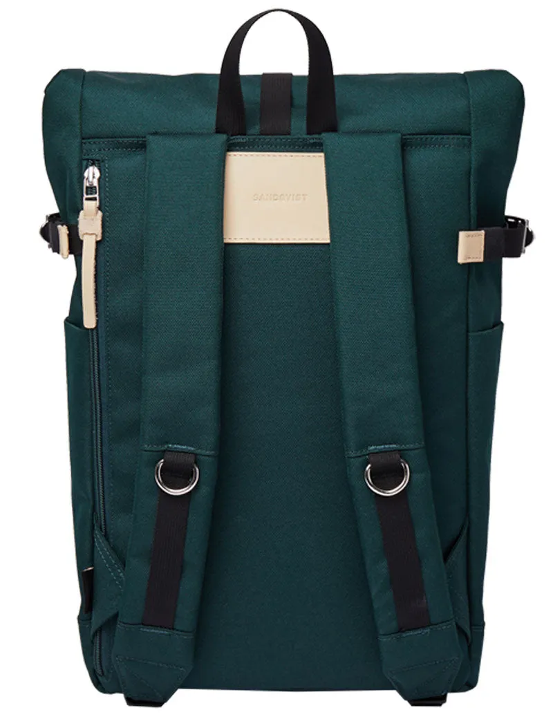 Sandqvist Ilon Rolltop Backpack Dark Green Natural