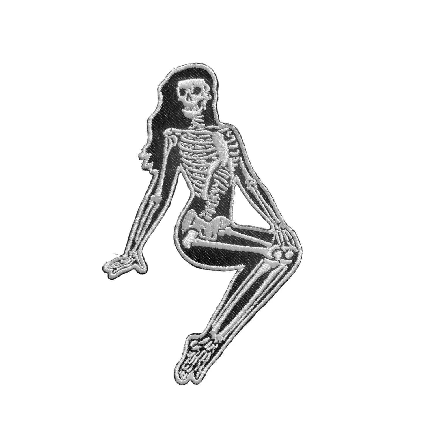 Skelli Girl Sitting B/W Patch