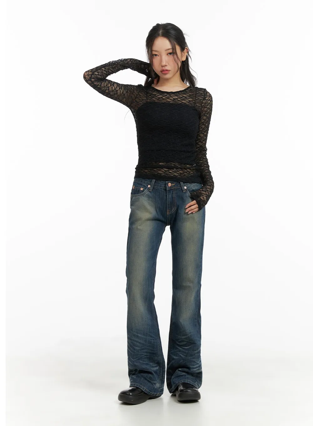 Slim Washed Bootcut Jeans CM426