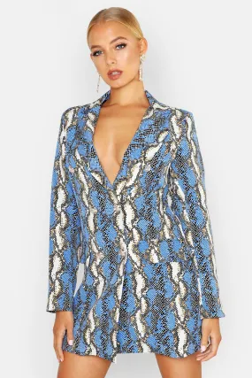 Snake Print Longline Blazer Dress