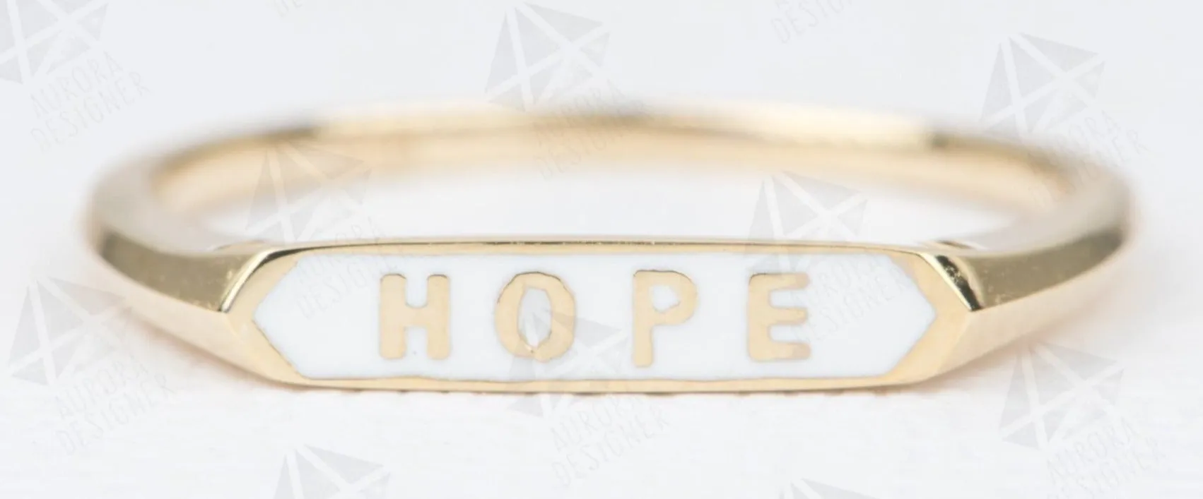 Solid 14K Gold Personalization Signet Letter Enamel Ring AD2046