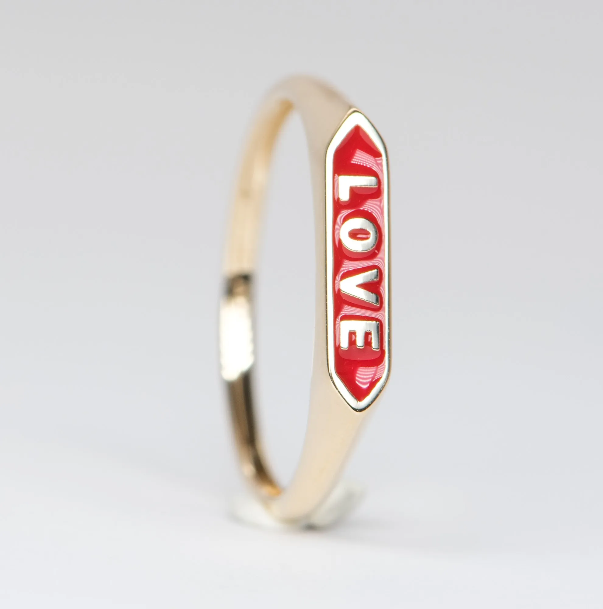 Solid 14K Gold Personalization Signet Letter Enamel Ring AD2046