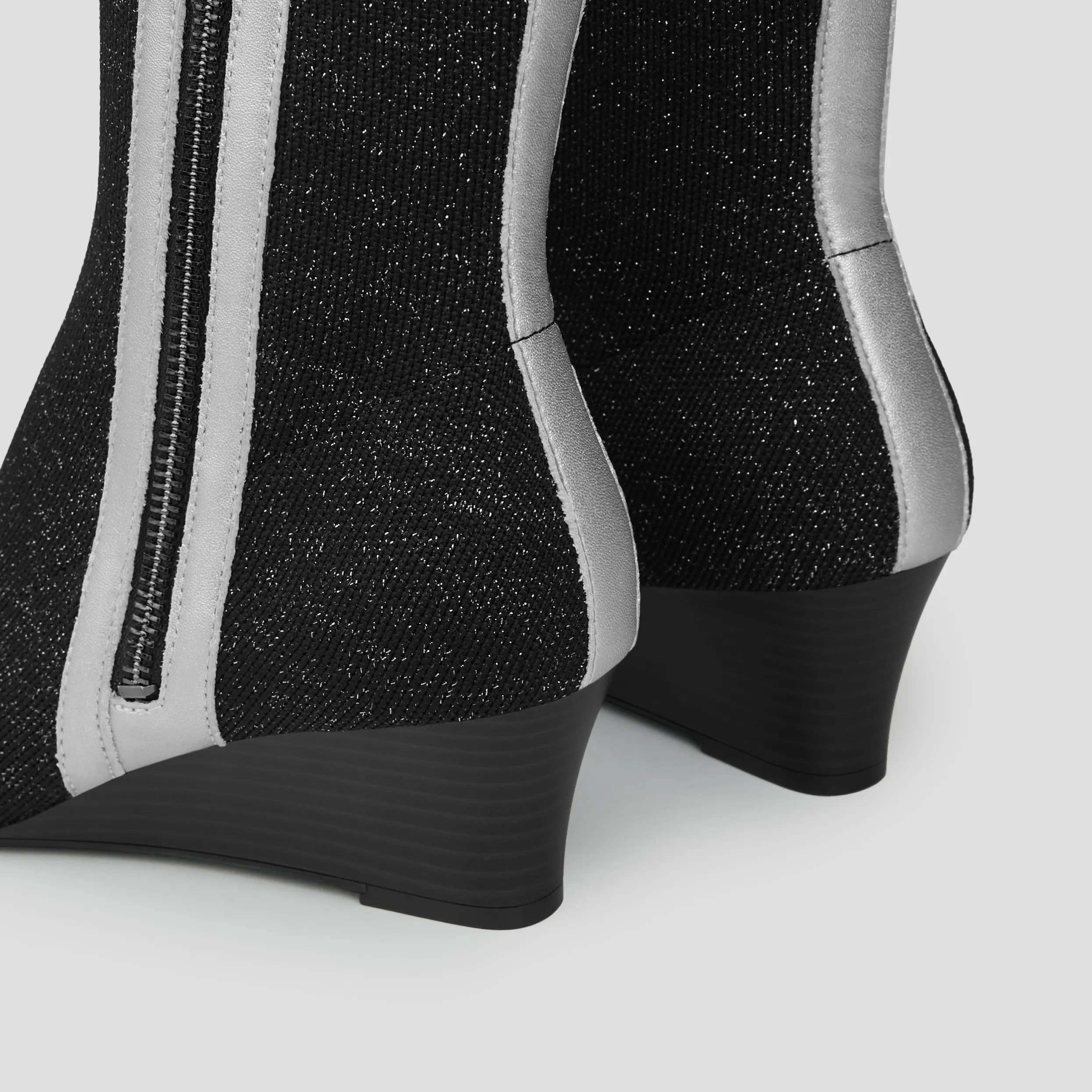   Square-Toe Water-Repellent Zipper Boots (Micaela)