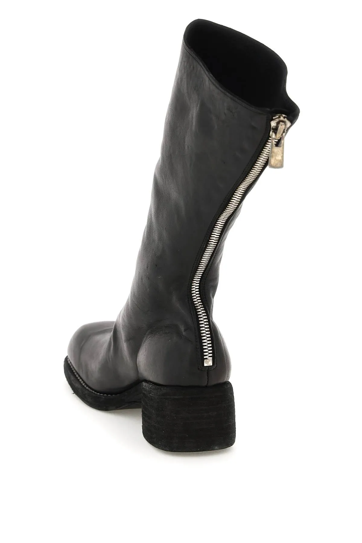 Squared Toe Leather Boots