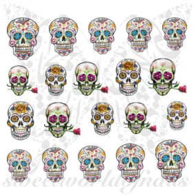 Sugar Skulls Nail Art Nail Water Decals Water Slides Set 1