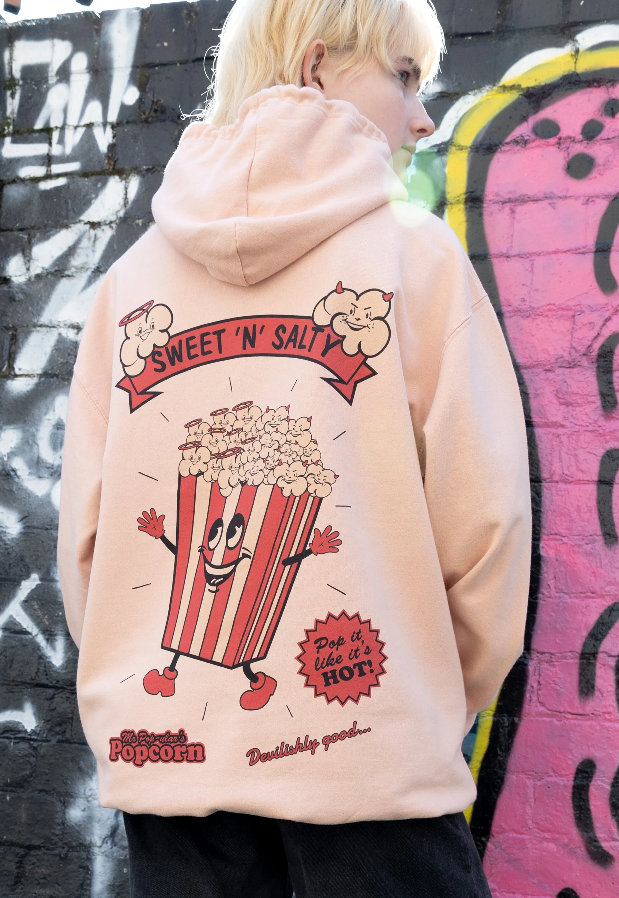 Sweet and Salty Popcorn Peach Hoodie