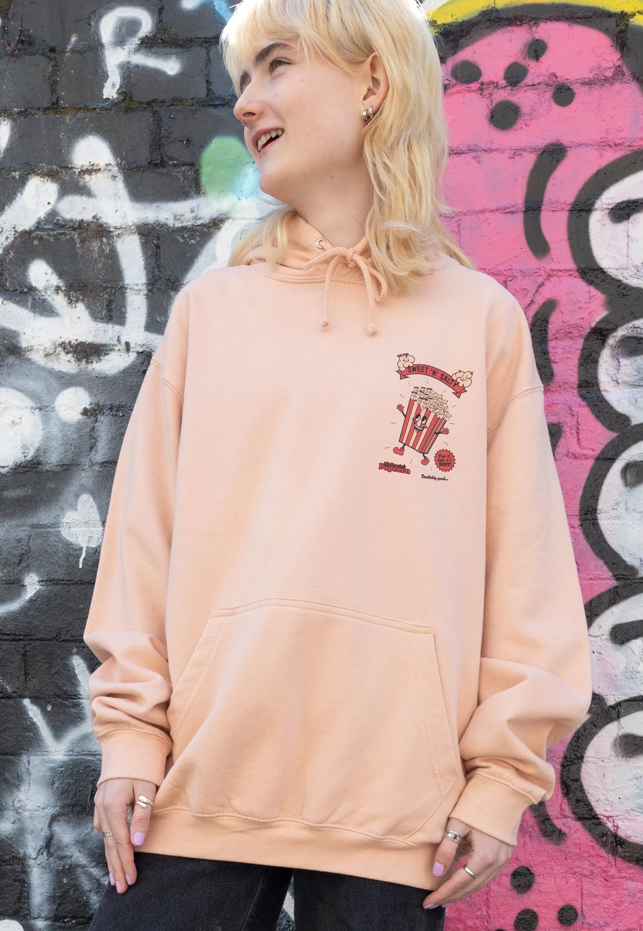 Sweet and Salty Popcorn Peach Hoodie