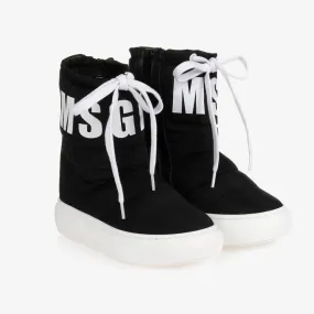 Teen Black & White Snow Boots