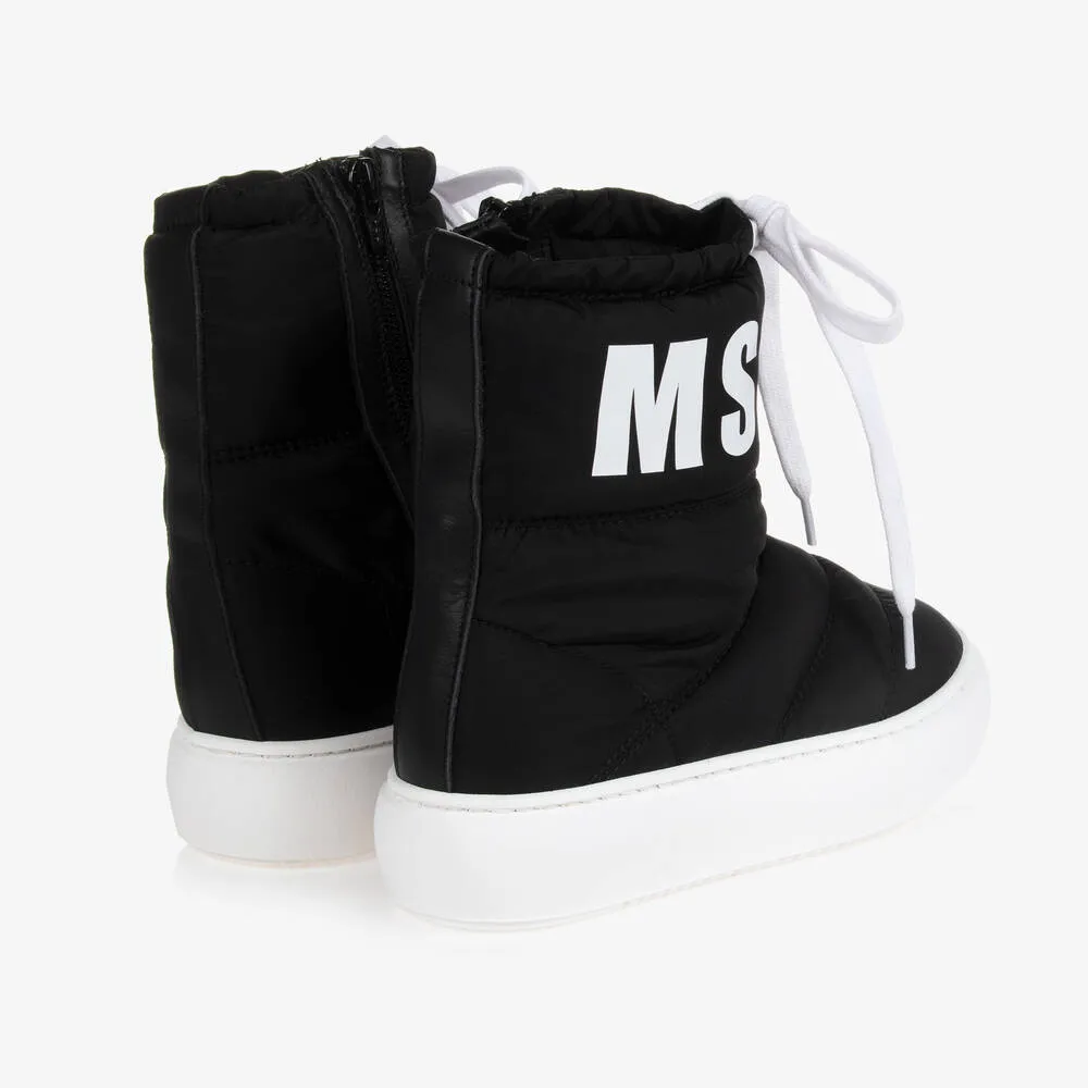 Teen Black & White Snow Boots