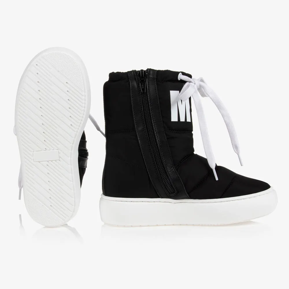 Teen Black & White Snow Boots