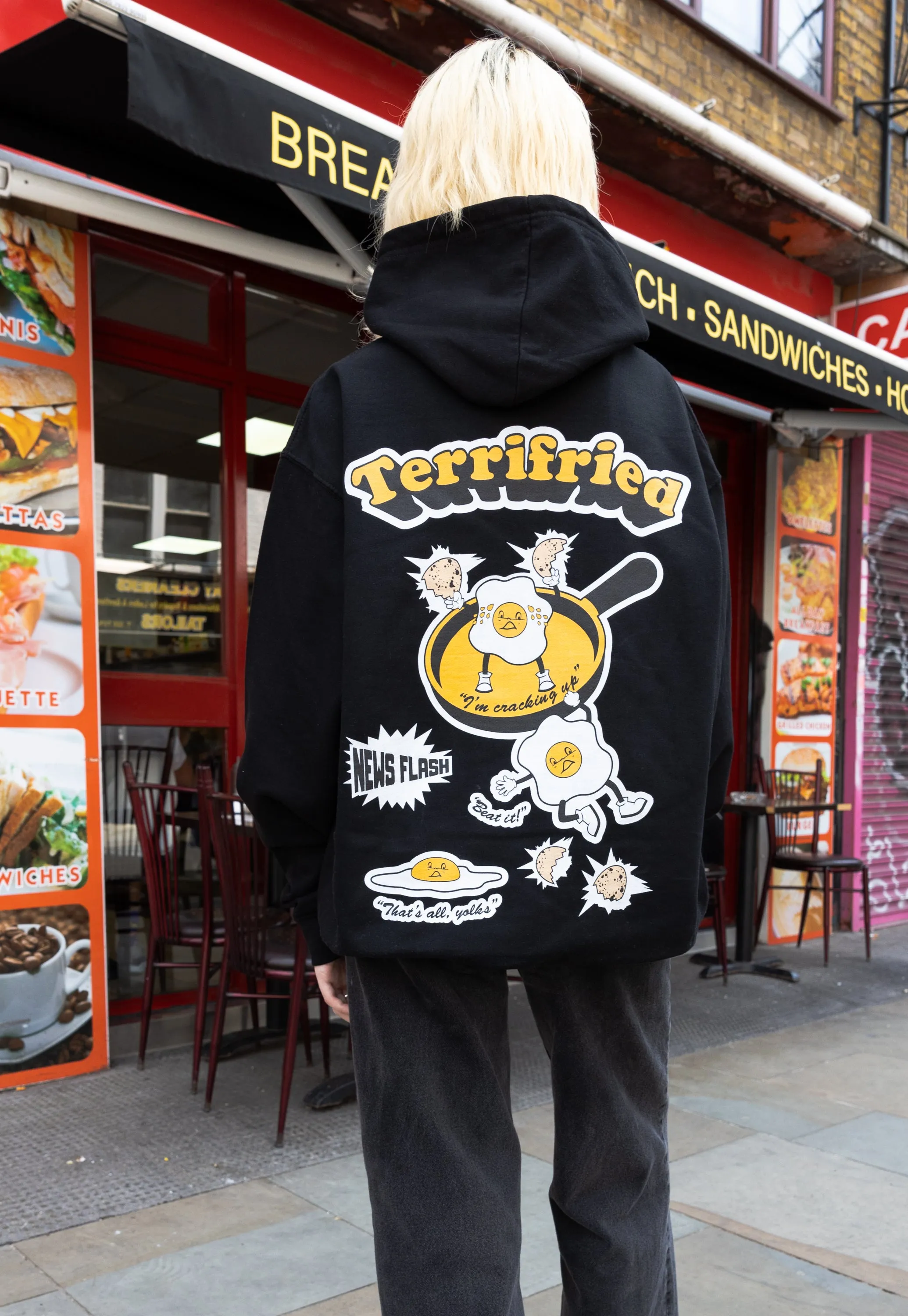 Terrifried Fried Egg Hoodie in Black