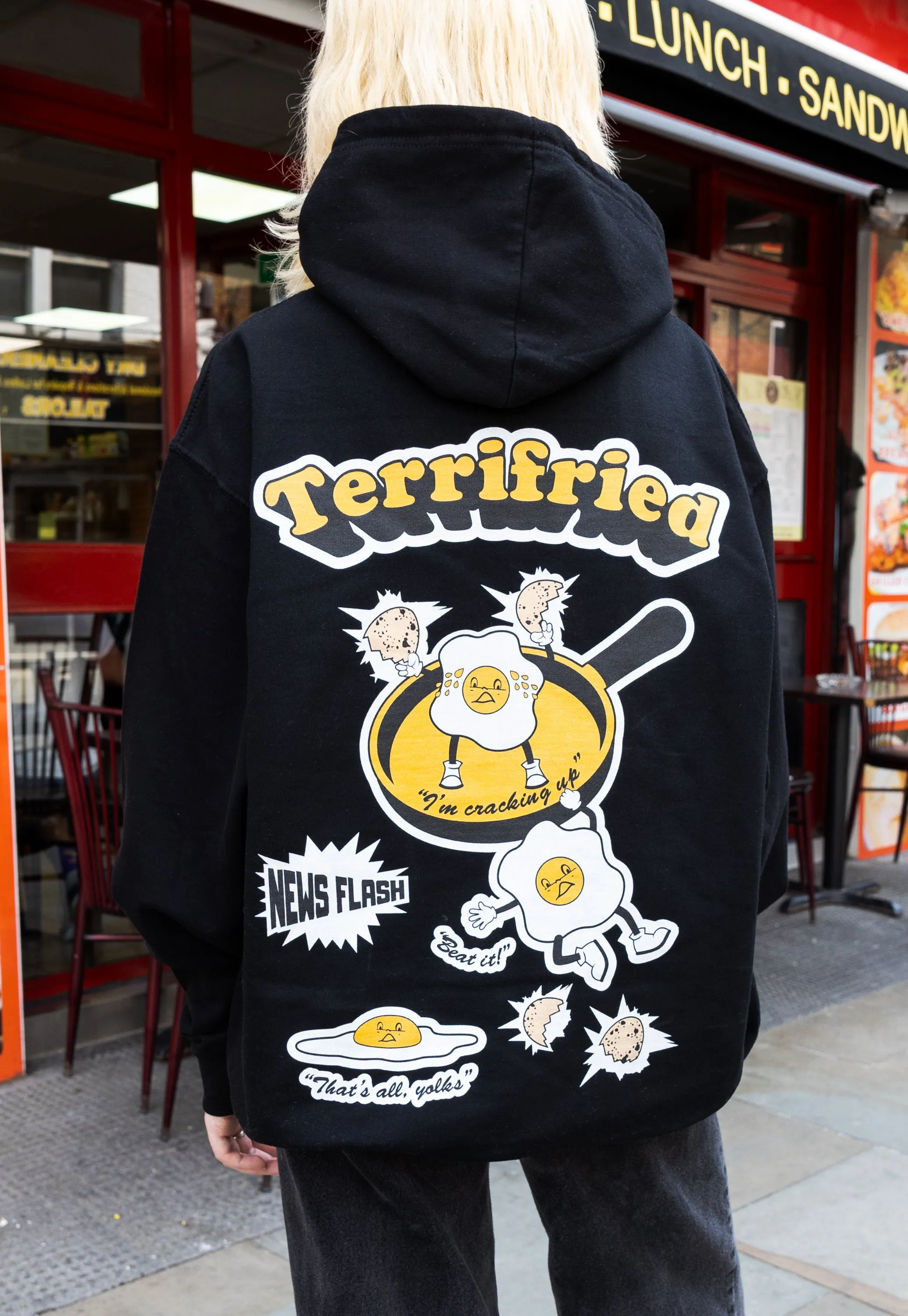 Terrifried Fried Egg Hoodie in Black