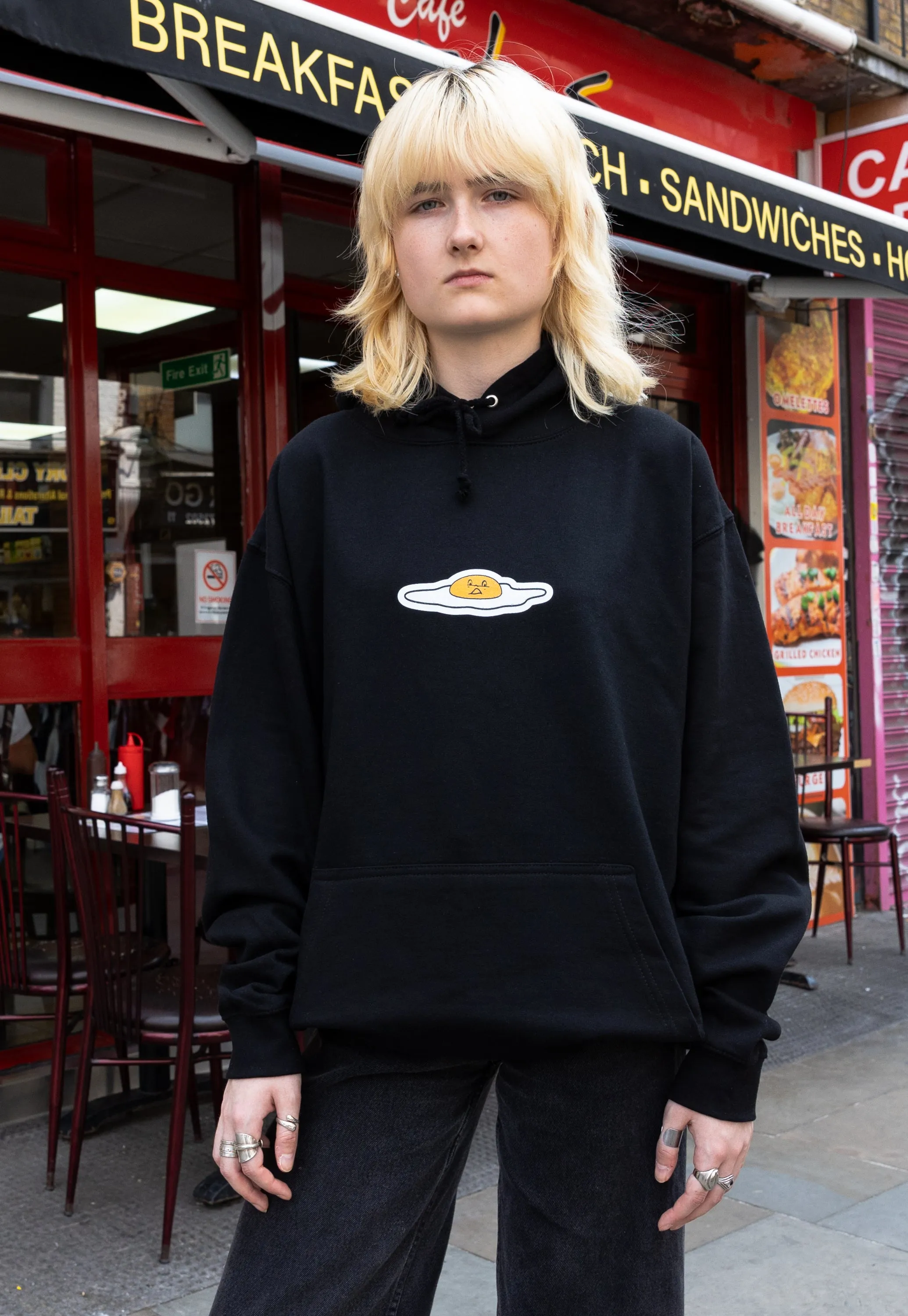 Terrifried Fried Egg Hoodie in Black