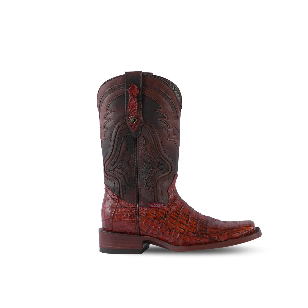 Texas Country Exotic Boot Caiman Belly Cola Brandy LM80