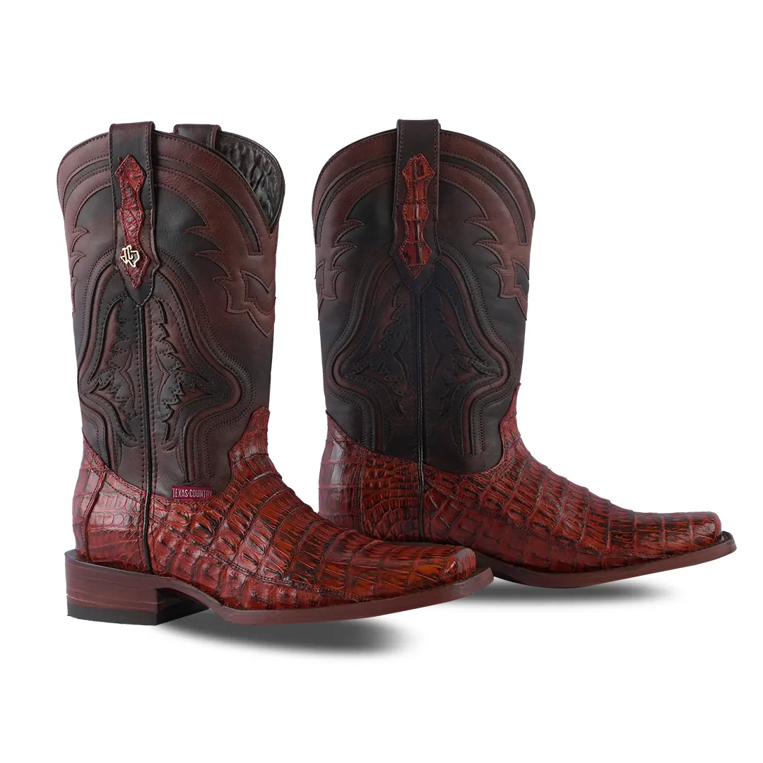 Texas Country Exotic Boot Caiman Belly Cola Brandy LM80