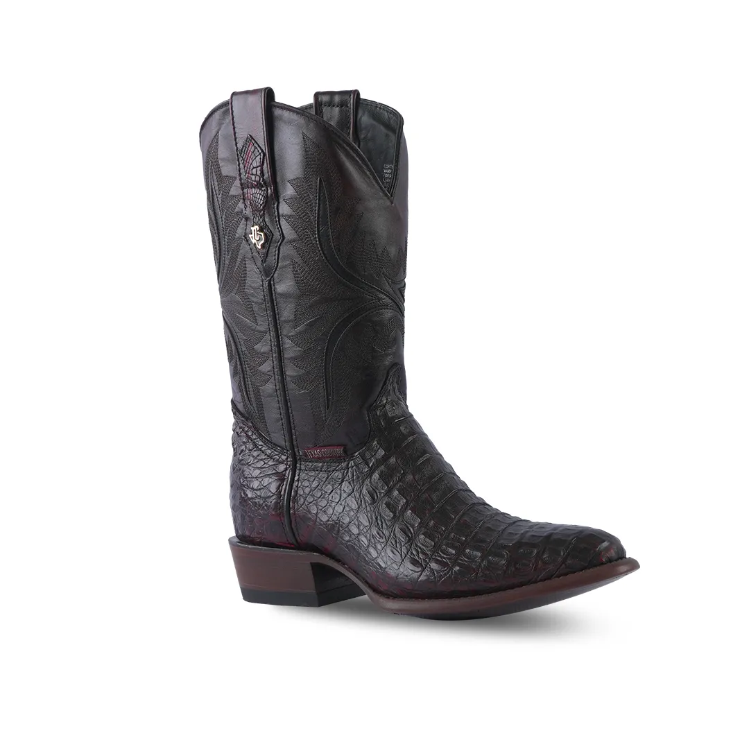 Texas Country Exotic Boot Lomo Caiman Black Cherry Round Toe LM220