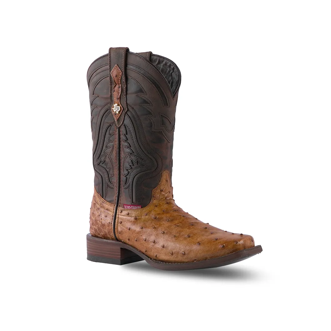 Texas Country Exotic Boot Ostrich Umber Brucciato Rodeo Toe AV90