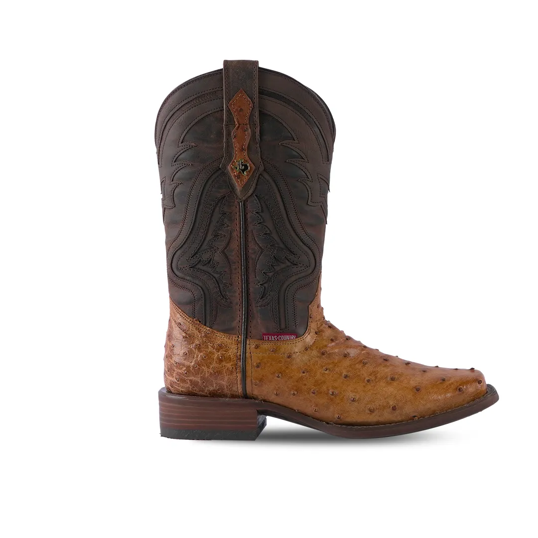 Texas Country Exotic Boot Ostrich Umber Brucciato Rodeo Toe AV90