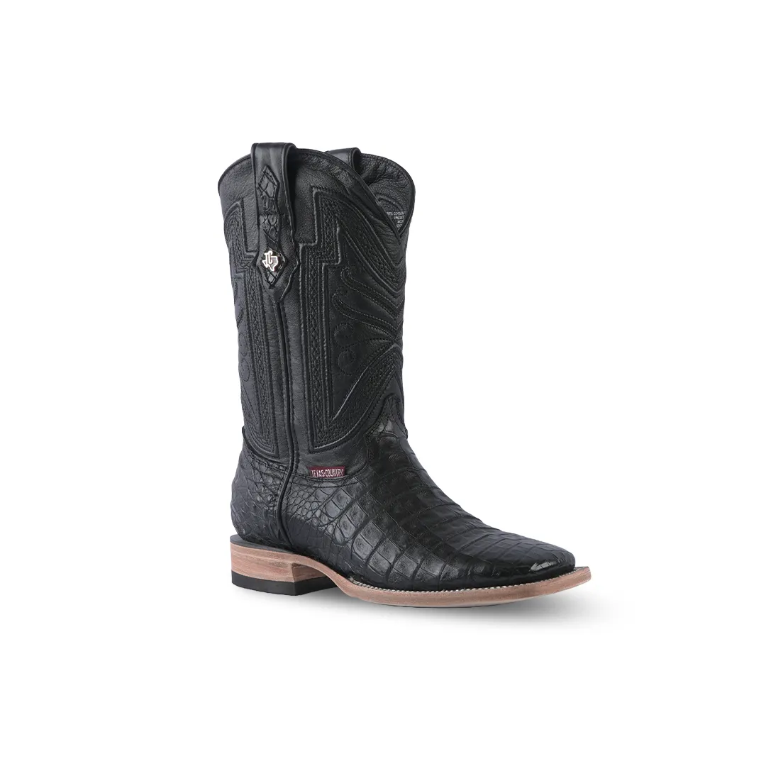 Texas Country Exotic Boot Panza Caiman Belly Black LM10