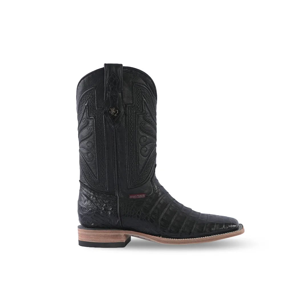 Texas Country Exotic Boot Panza Caiman Belly Black LM10