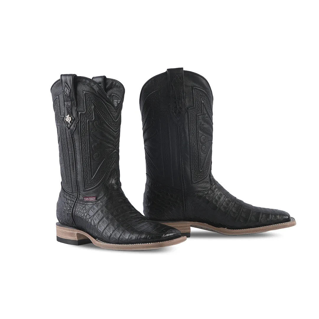 Texas Country Exotic Boot Panza Caiman Belly Black LM10