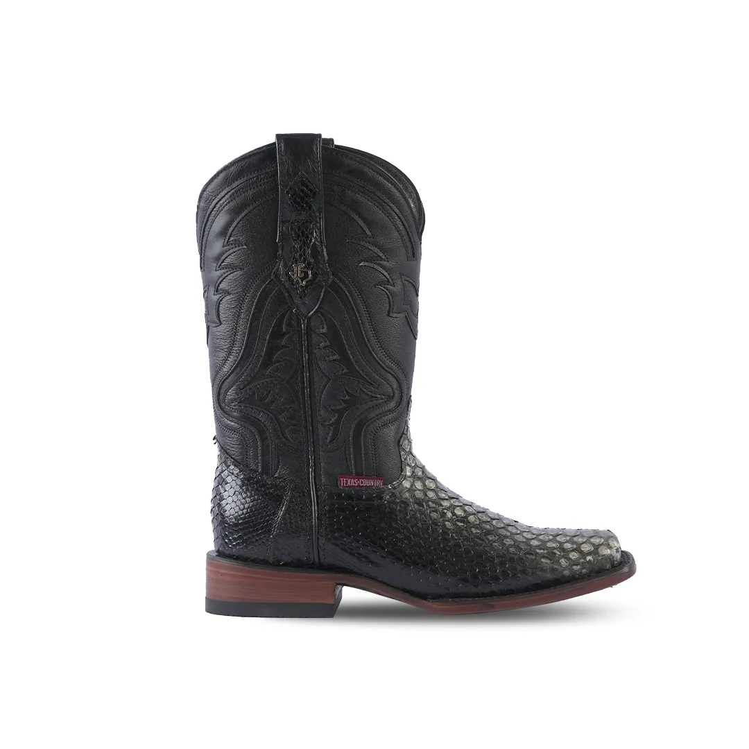 Texas Country Exotic Boot Python Black Bitono PN100