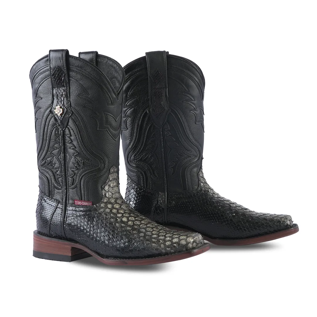 Texas Country Exotic Boot Python Black Bitono PN100