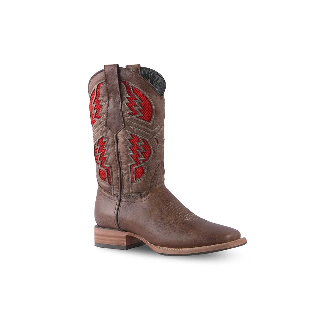 Texas Country Western Boot Cater Tabaco Square Toe E586