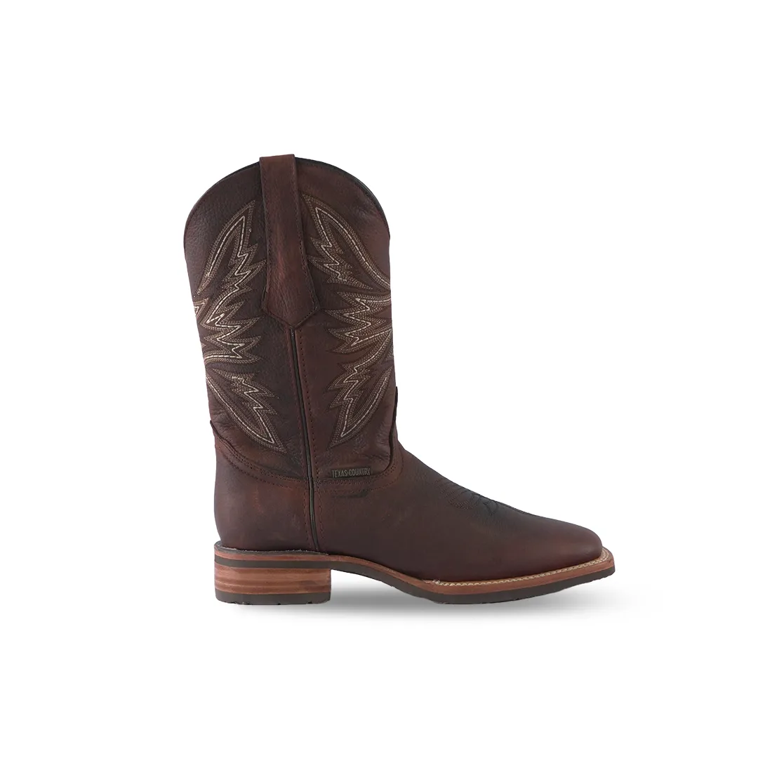 Texas Country Western Boot Grisly Grasso Cognac Square Toe E637