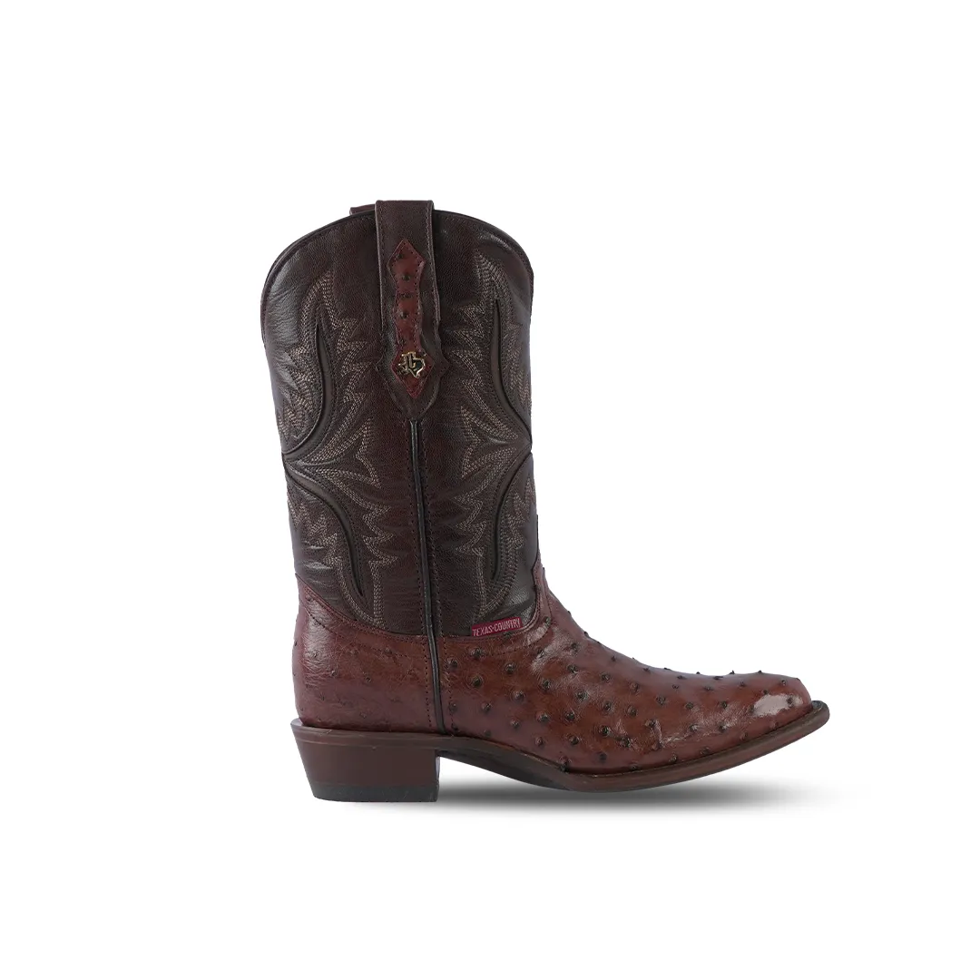 Texas Country Western Boot Ostrich Kango Tabaco Round Toe AV230