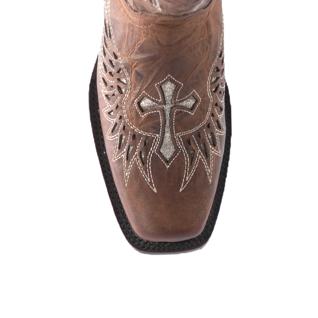 Texas Country Women's Western Boot Cedro Camel Square Toe E324