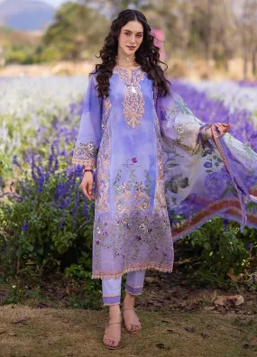 The Secret Garden By Mushq Hemline Spring Embroidered Lawn 3 Piece Unstitched Suit MQ24SGHSL D-5A PURPLE EMPEROR