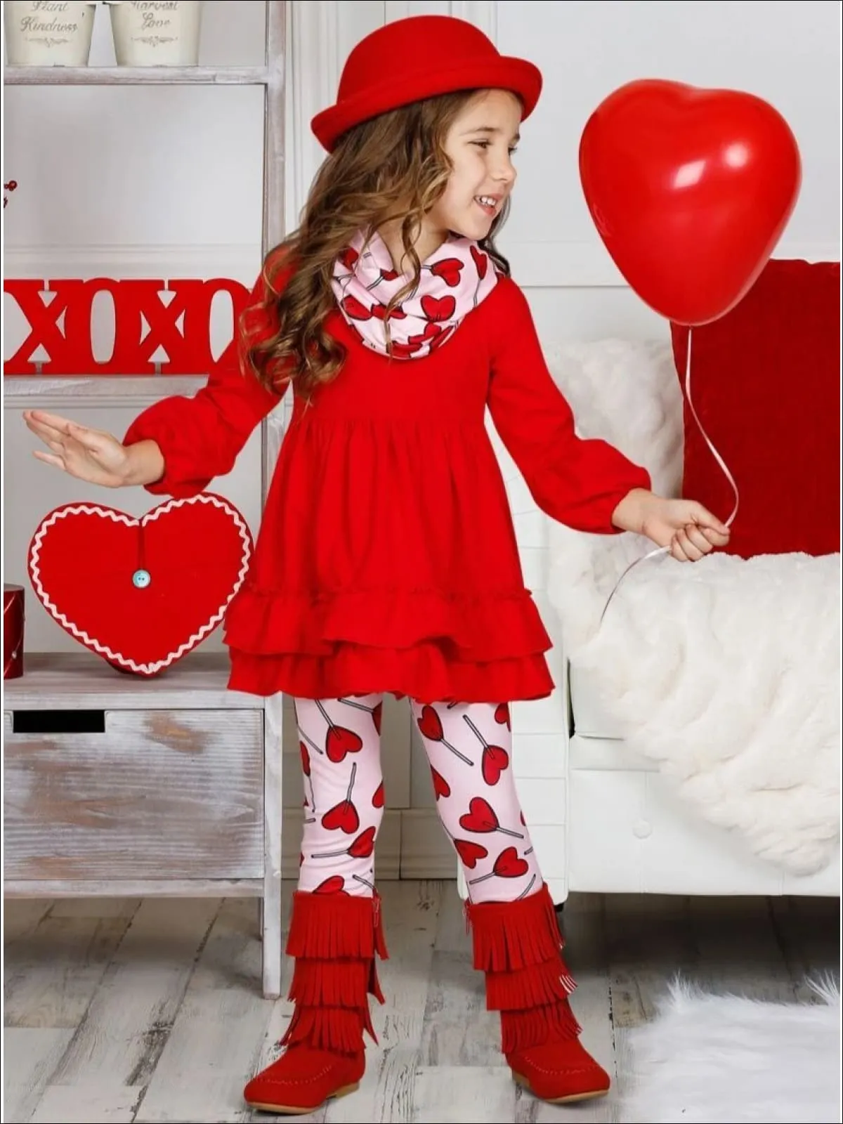 The Sweetest Heart Tunic, Scarf And Legging Set