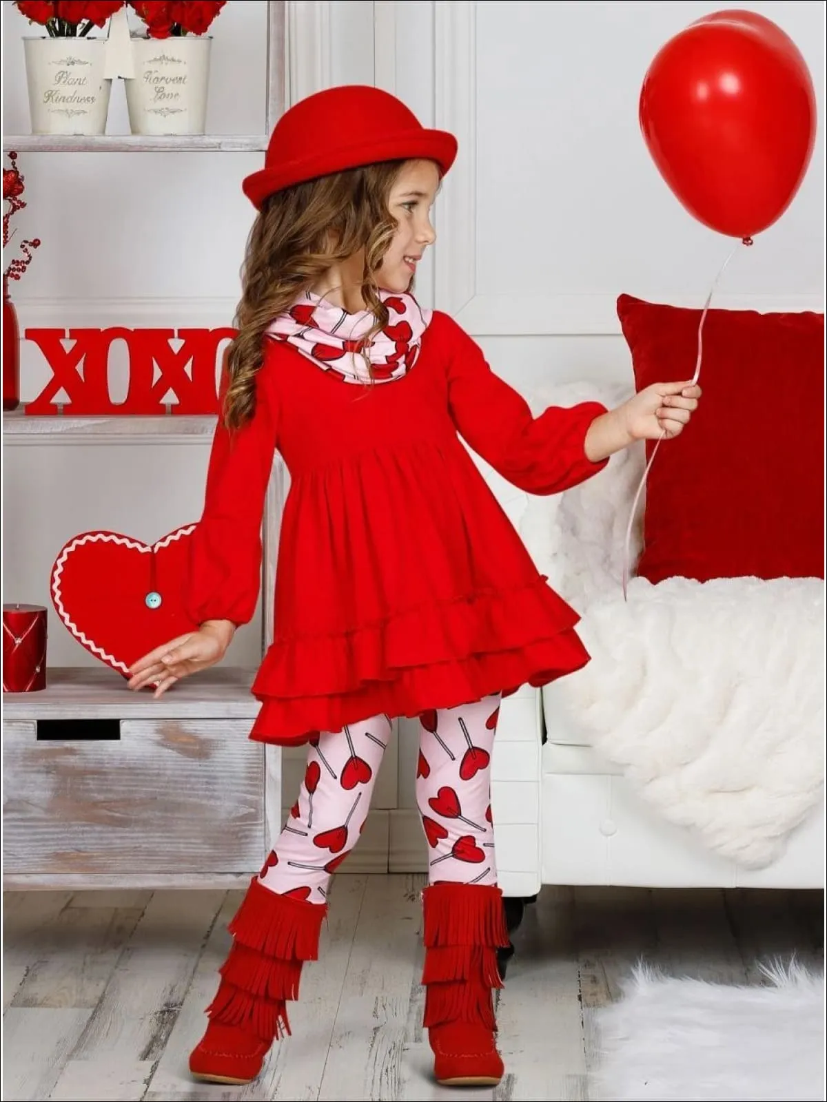 The Sweetest Heart Tunic, Scarf And Legging Set