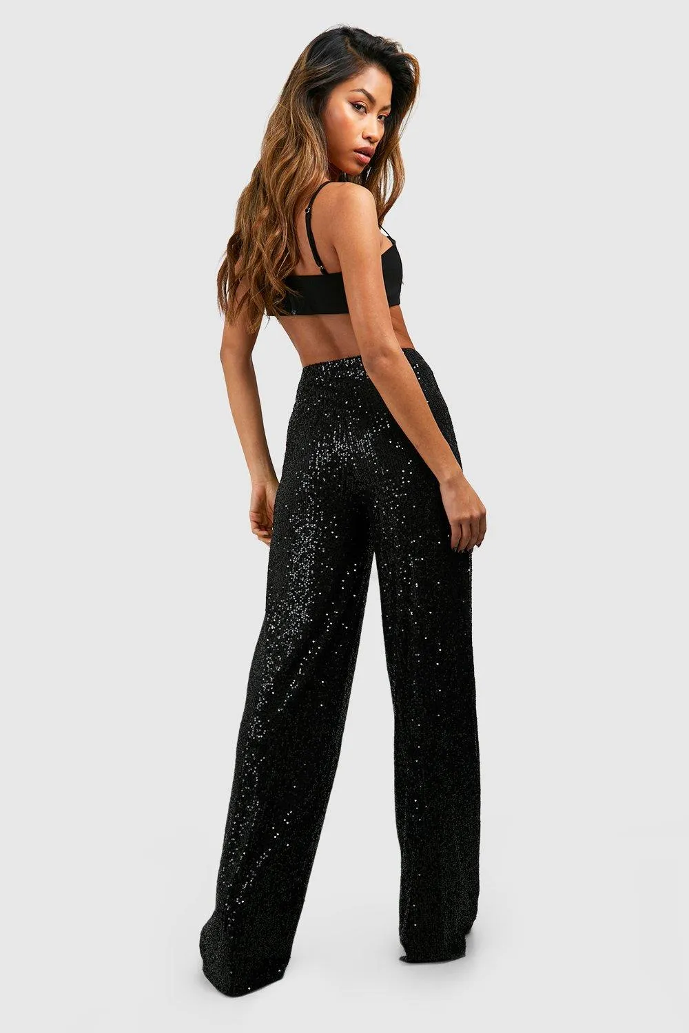 Trousers | Knitted Sequin Wide Leg Trousers | boohoo