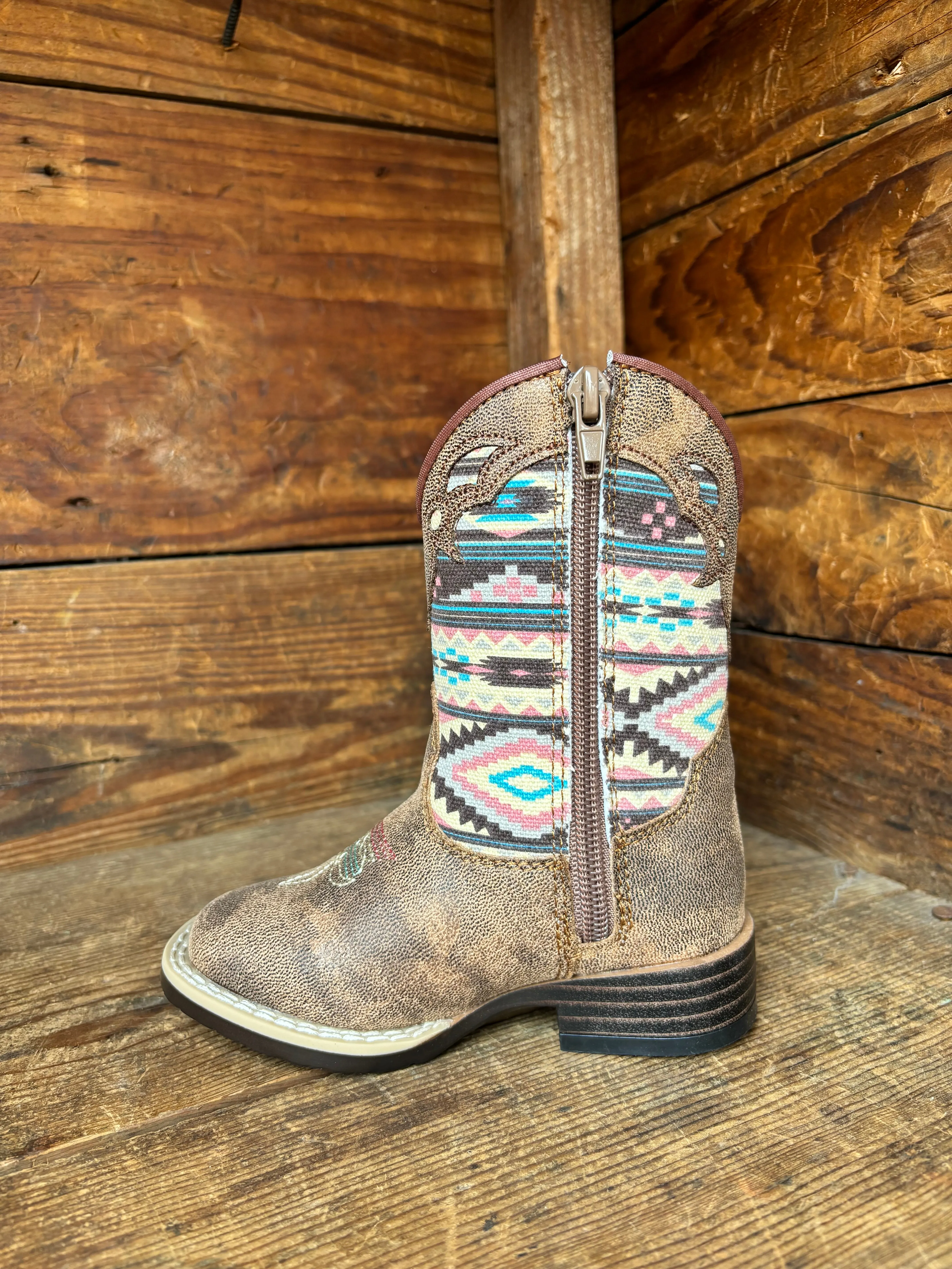 Twister Magan Brown with Aztec Print Toddler Cowboy Boots 443001502