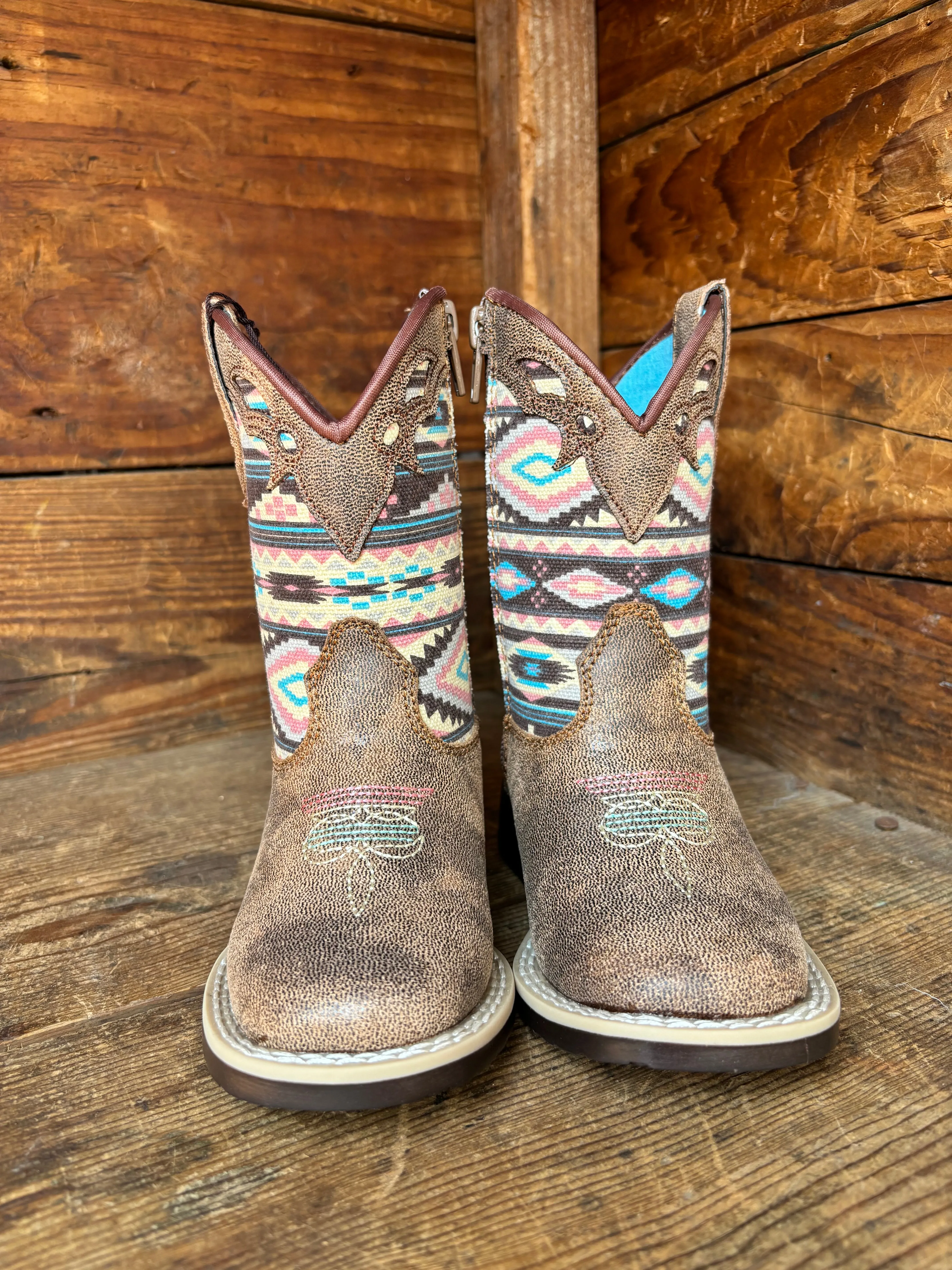 Twister Magan Brown with Aztec Print Toddler Cowboy Boots 443001502