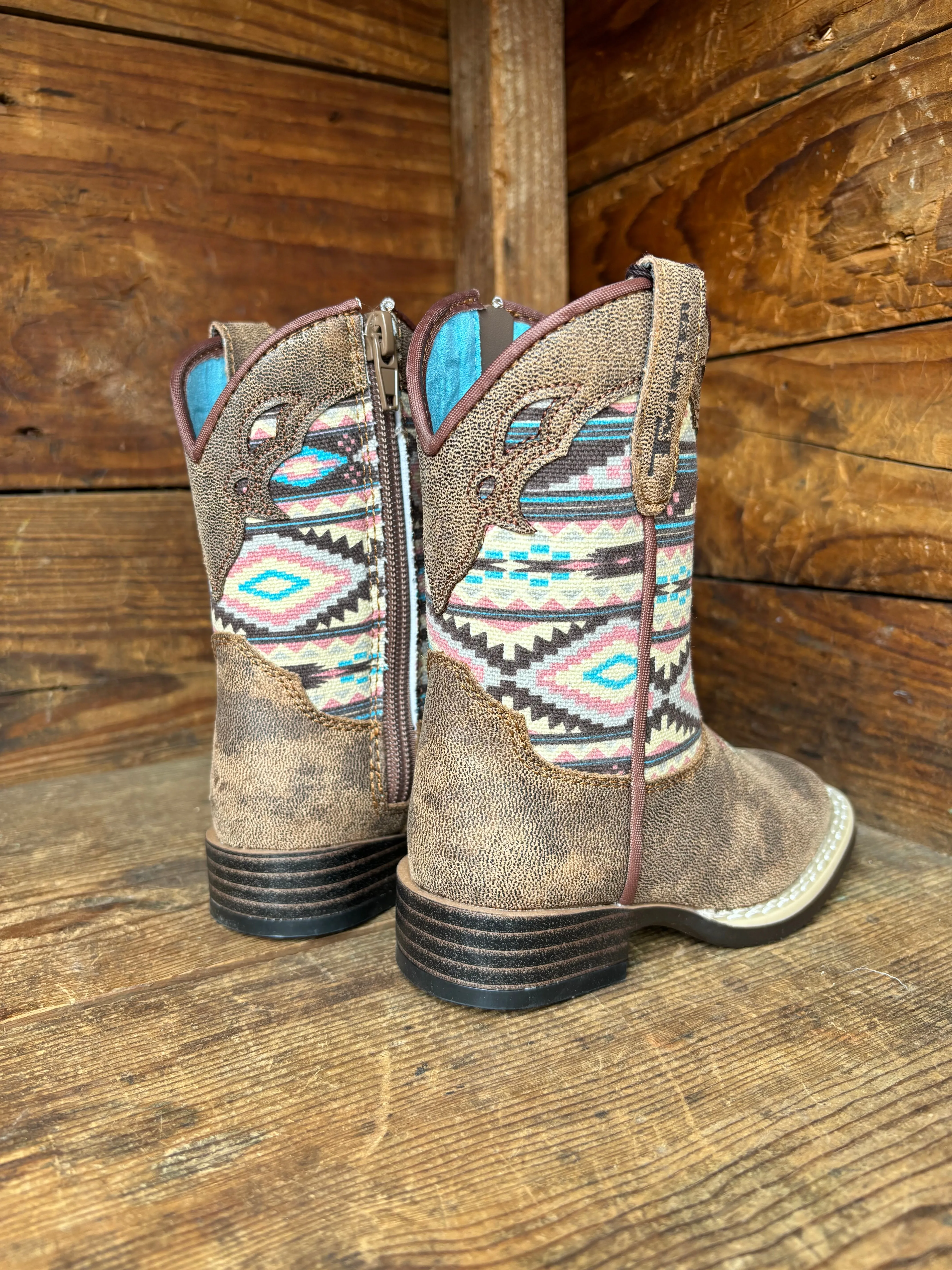 Twister Magan Brown with Aztec Print Toddler Cowboy Boots 443001502