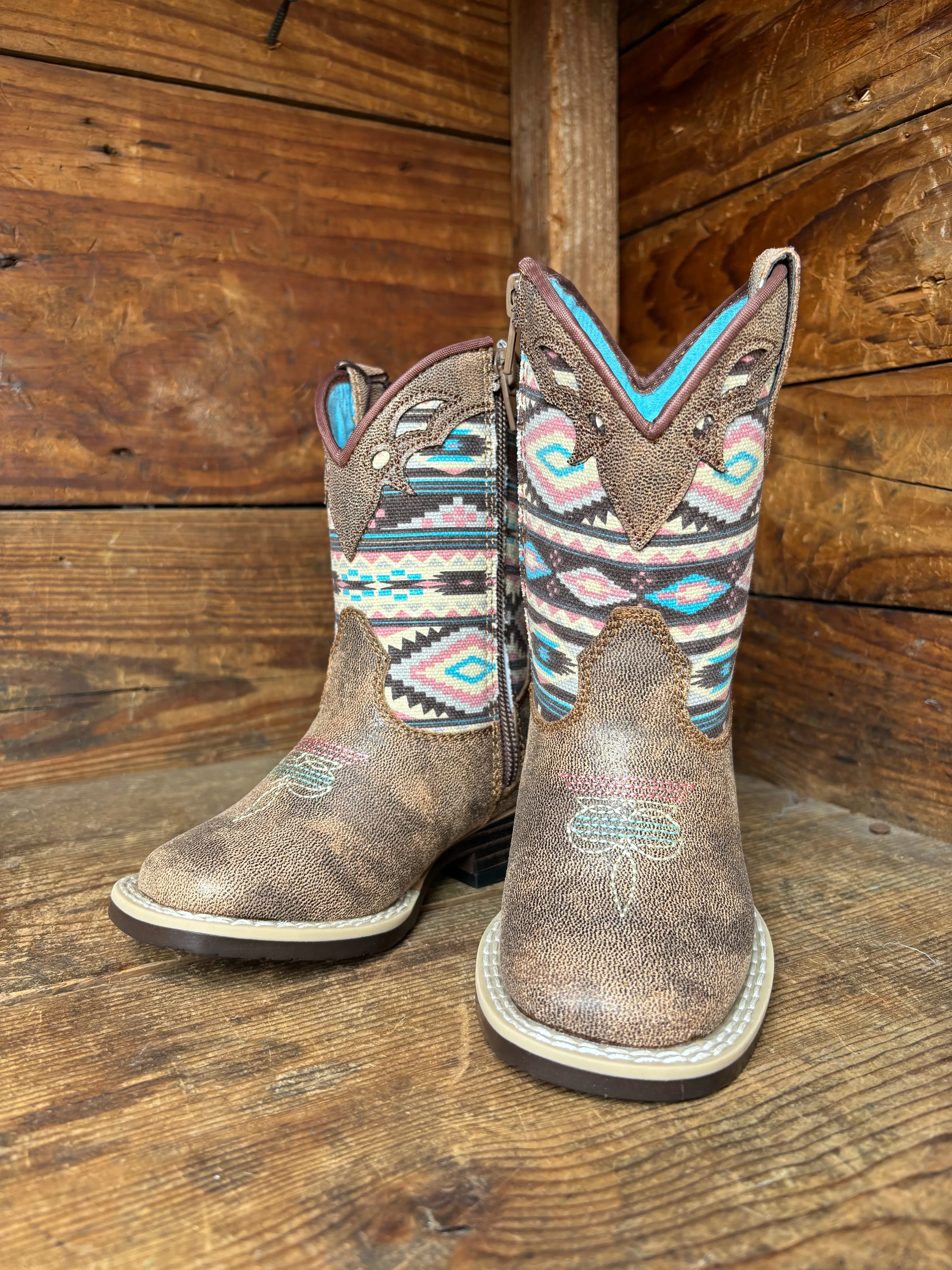 Twister Magan Brown with Aztec Print Toddler Cowboy Boots 443001502