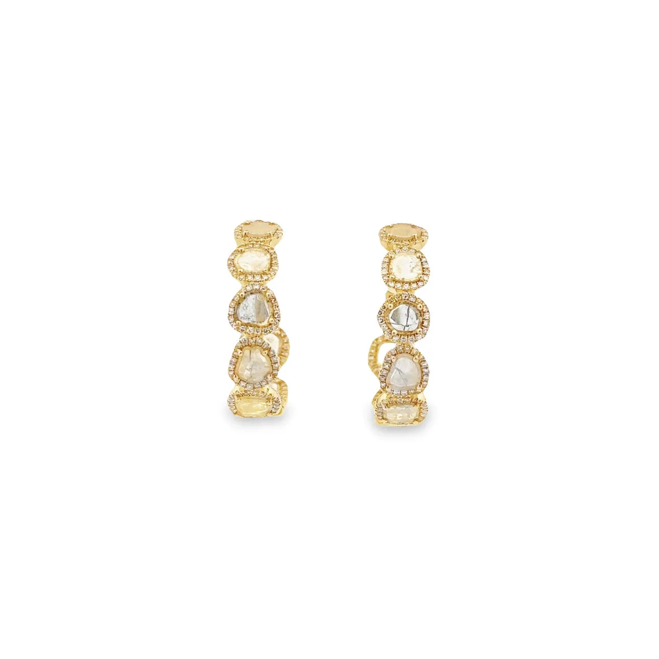 WD802 14kt sliced diamond hoops