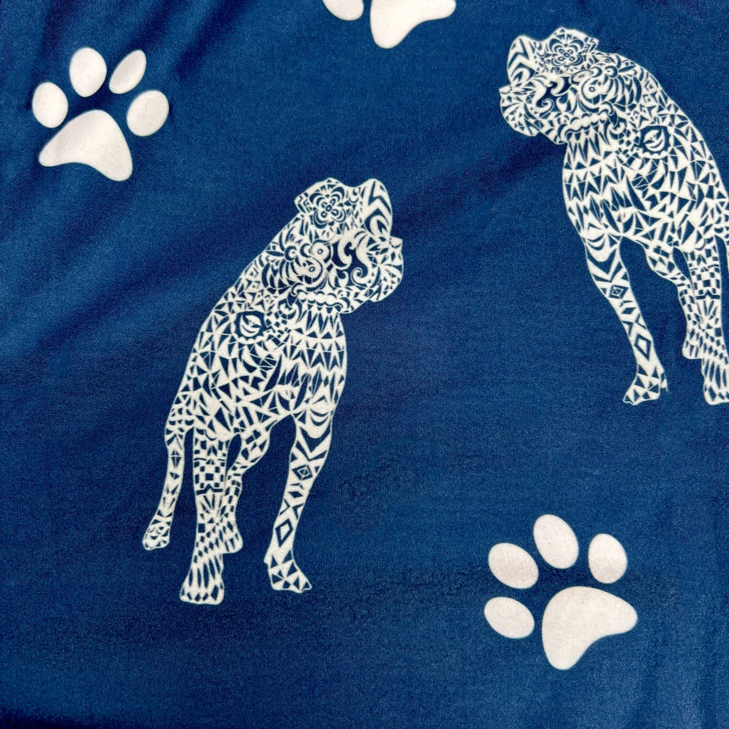 White Pup & Paw Blue Soft Leggings