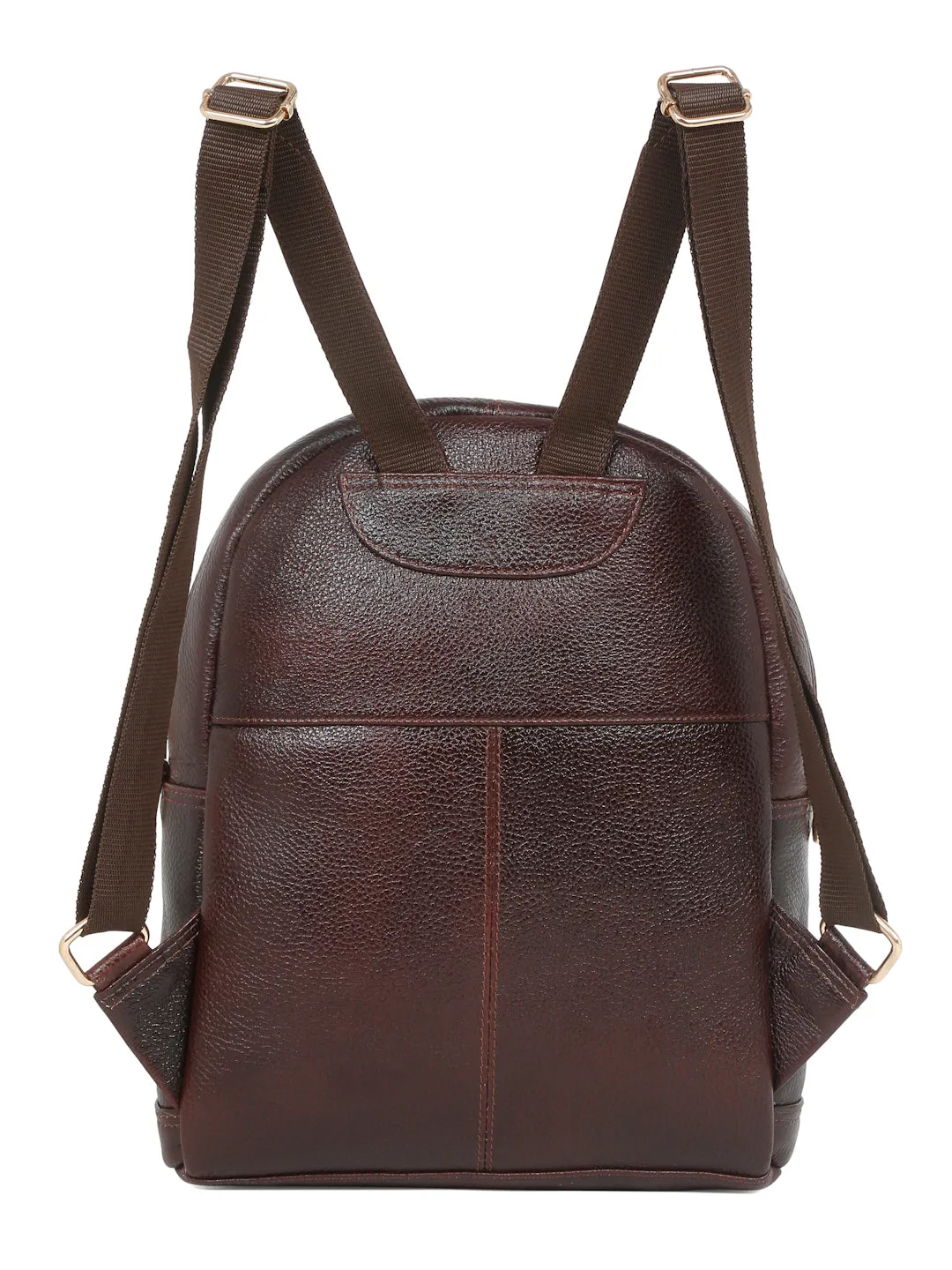 Women Brown Texture Leather Backpack