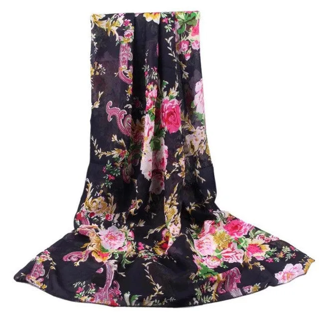 Women      Hot Sale Square Chiffon Scarf Printed Ladies Women Soft Scarves Wraps 160*50cm GS