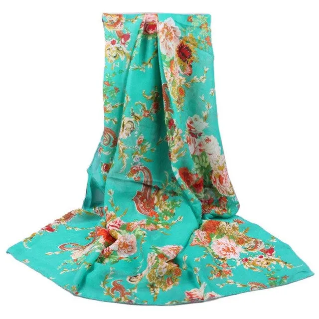 Women      Hot Sale Square Chiffon Scarf Printed Ladies Women Soft Scarves Wraps 160*50cm GS