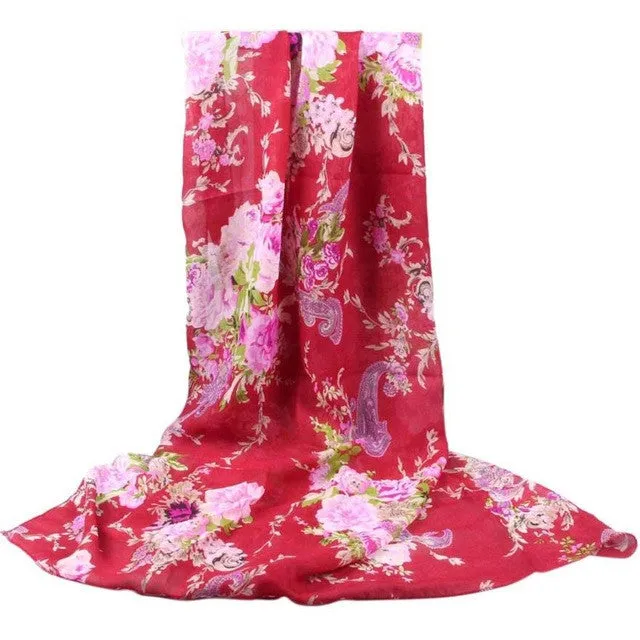 Women      Hot Sale Square Chiffon Scarf Printed Ladies Women Soft Scarves Wraps 160*50cm GS